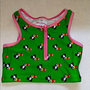 Hanna Andersson Swim Tank Green Pink Toucan Birds Quarter Zip Size 110 Girls 5 T